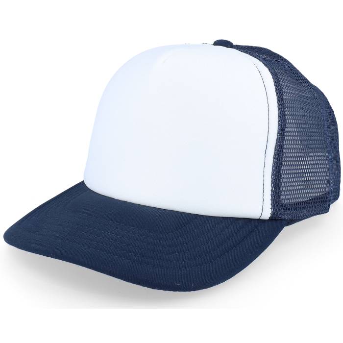 Beechfield 【 Kids French Navy/White Vintage Foam Trucker Kids Blue / White 】 vintage ビンテージ・ヴィンテージ トラッカー ジュニア キッズ 青色 ブルー 白色 ホワイト