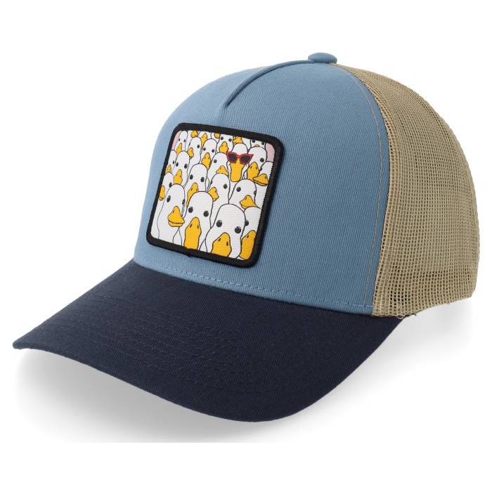 Boom 【 Silliest Goose Patch Light Blue/Khaki/Navy A-Frame A-Frame Trucker Men Beige / Blue 】 トラッカー メンズ ベージュ 青色 ブルー