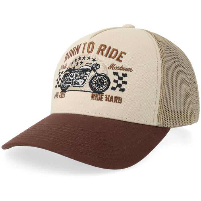 Born To Ride 【 Live Free Ride Hard Biker Stone/Khaki/Brown A-Frame Trucker Men Beige 】 フリー トラッカー メンズ ベージュ