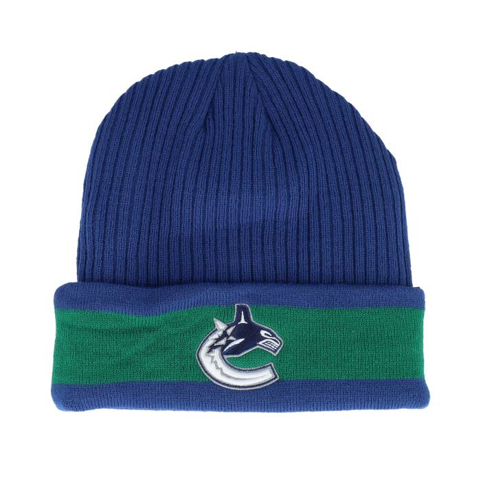 ファナティクス Fanatics 【 Vancouver Canucks Beanie Blue/Kelly Green Cuff Men Blue 】 バンクーバー カナックス キャップ 帽子 green 緑・グリーン メンズ 青色 ブルー｜スニケス