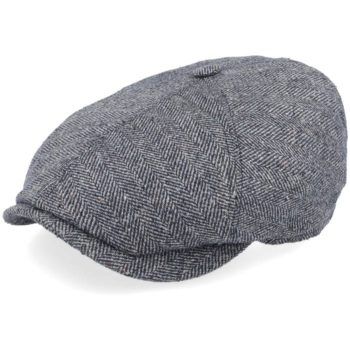 ステットソン Stetson 【 6-Panel Silk Blue Herringbone Flatcap Men Grey 】 青色 ブルー メンズ 灰色 グレー