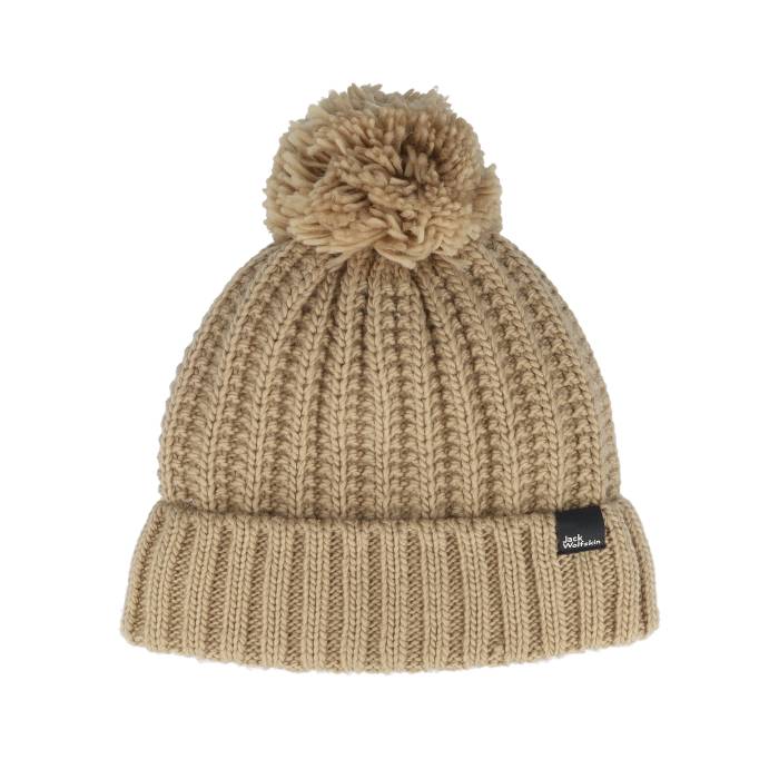 【★百貨店SALE★6/11十二時2時迄】ジャックウルフスキン Jack Wolfskin 【 Highloft Knit Beanie Anis Pom Women Beige 】 編み物 旗がしら かぶり笠 レディース ベージュ