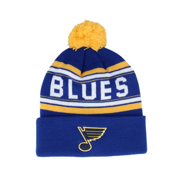 アウタースタッフ Outerstuff 【 Kids St. Louis Blues Jacquard Cuff Beanie Blue/Yellow Pom Kids Blue 】 ブルース キャップ 帽子 ジュニア キッズ 青色 ブルー｜スニケス