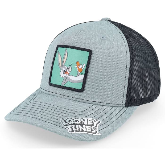 Looney Tunes 【 Bugs Bunny With Carrot Heather Grey/Black Trucker Men Grey 】 heather ヘザー トラッカー メンズ 灰色 グレー｜スニケス