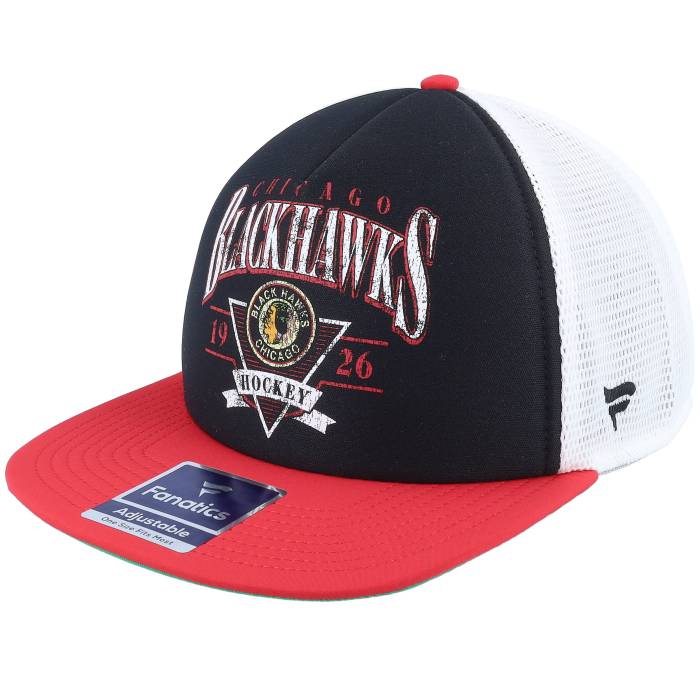 ファナティクス Fanatics 【 Chicago Blackhawks True Classic Foam Black/Athletic Red/White Trucker Men Black 】 シカゴ ブラックホークス クラシック トラッカー メンズ 黒色 ブラック｜スニケス