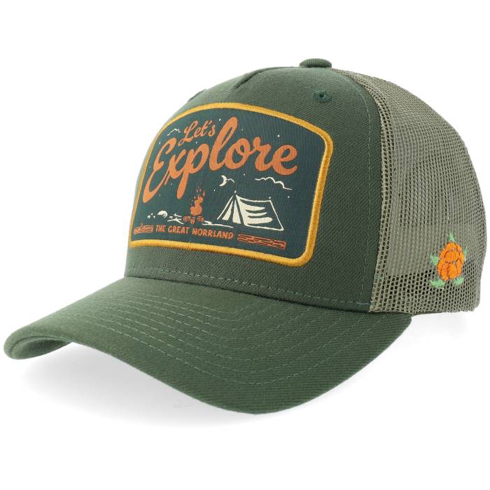 【★百貨店SALE★6/11真夜中2時迄】Sqrtn 【 Kids Explore Jr Cap Olive A-Frame Trucker Kids Green 】 旗がしら かぶり笠 olive オリーブ トラッカー お坊っちゃん キッズ green 緑・緑であること