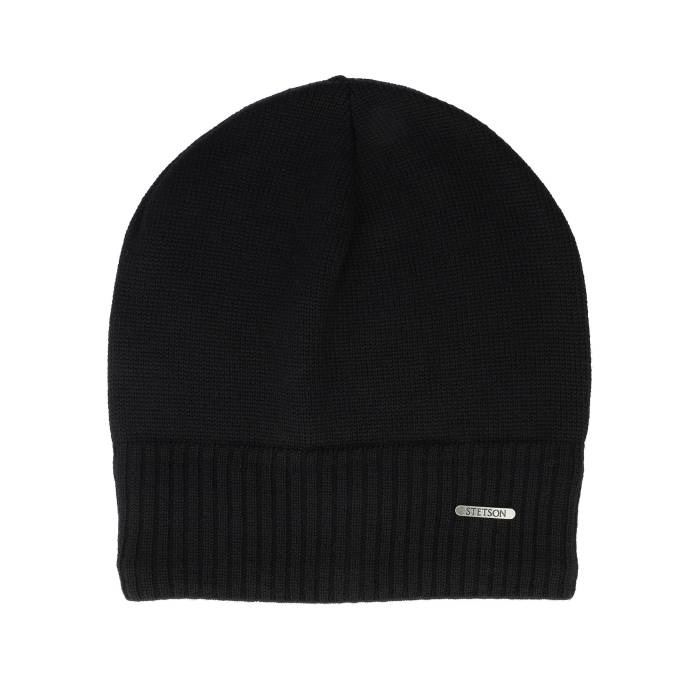 【★百貨店SALE★6/11真夜中2時迄】ステットソン Stetson 【 Oversized Wv Merino-1 Black Beanie Men Black 】 黒いこと 黒いこと 旗がしら かぶり笠 メンズ 黒いこと 黒いこと