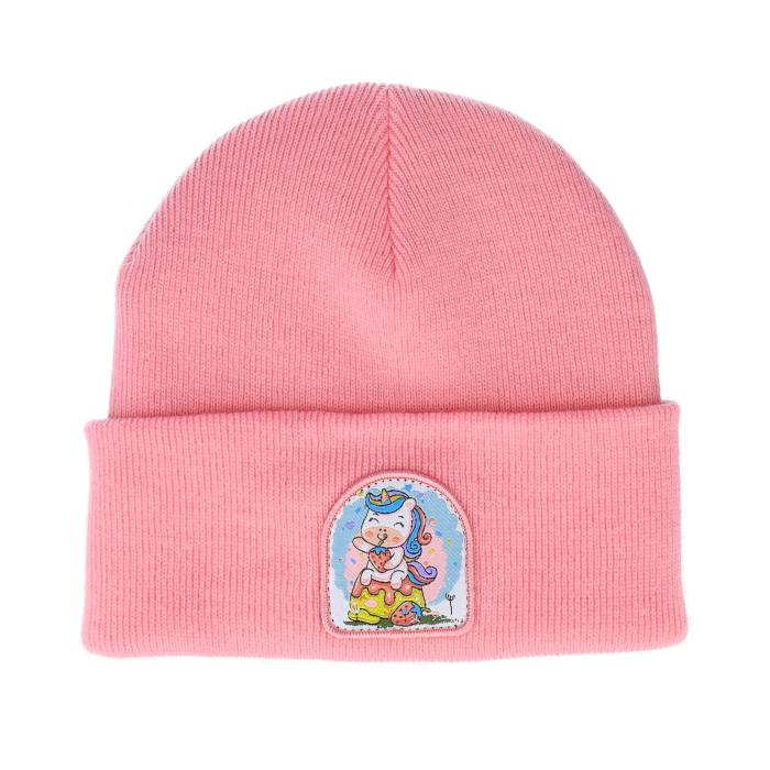 Unicorns 【 Kids Strawberry Unicorn Patch Pink Beanie Kids Pink 】 pink サクラ色 旗がしら かぶり笠 お坊っちゃん キッズ pink サクラ色