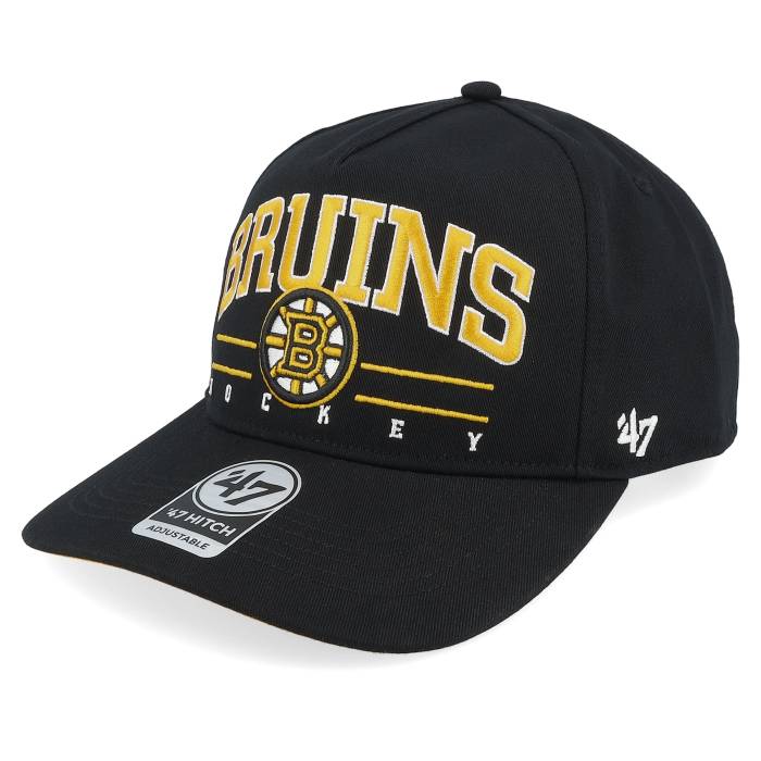 フォーティーセブンブランド 47 Brand 【 Boston Bruins Roscoe 47 Hitch Cap Black A-Frame Adjustable Men Black 】 ボストン ブルーインズ キャップ 帽子 黒色 ブラック メンズ 黒色 ブラック｜スニケス