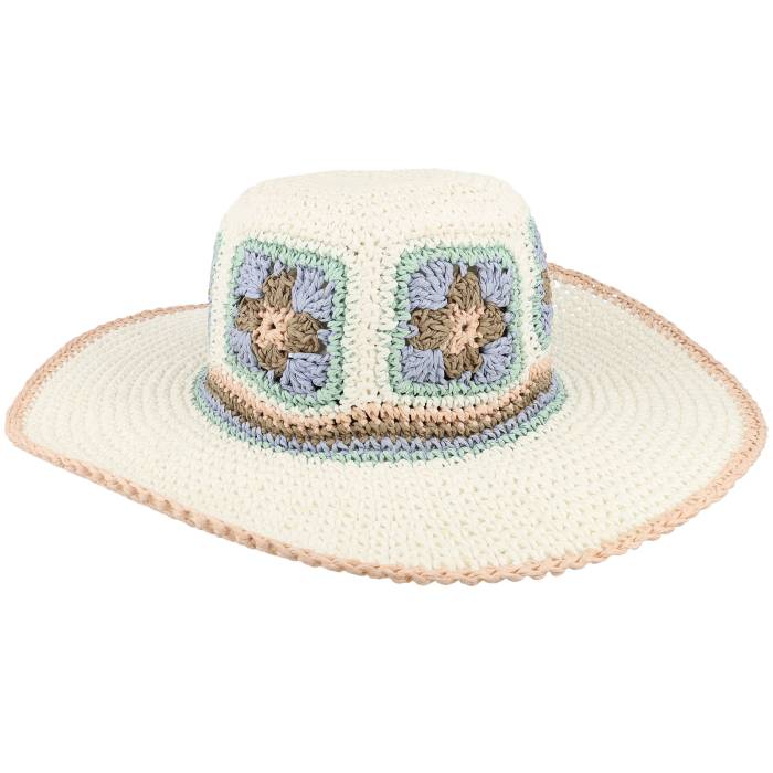 Seeberger 【 Paper Crochet Floppy Flower White/Light Blue Sun Hat Women White 】 青味 青み レディース 白いこと 白いこと
