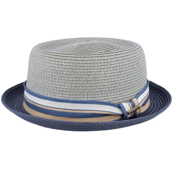 【★百貨店SALE★6/11十二時2時迄】ステットソン Stetson 【 Pork Pie Toyo Olive/Navy Straw Hat Men Blue 】 メンズ 青み 青色