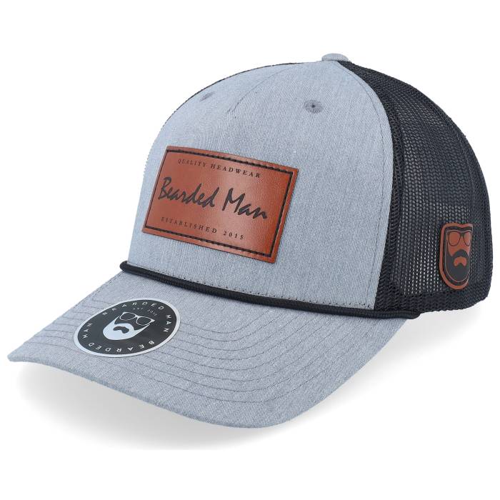 Bearded Man 【 Casual Logo Brown Patch Heather Grey/Black Rope A-Frame Trucker Men Grey 】 カジュアル ロゴ 茶色 ブラウン heather ヘザー トラッカー メンズ 灰色 グレー 14,839円