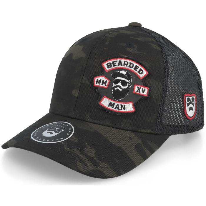 Bearded Man 【 Mc Biker Logo Multicam Black Camo Trucker Men 】 ロゴ 黒色 ブラック カモ柄 トラッカー メンズ