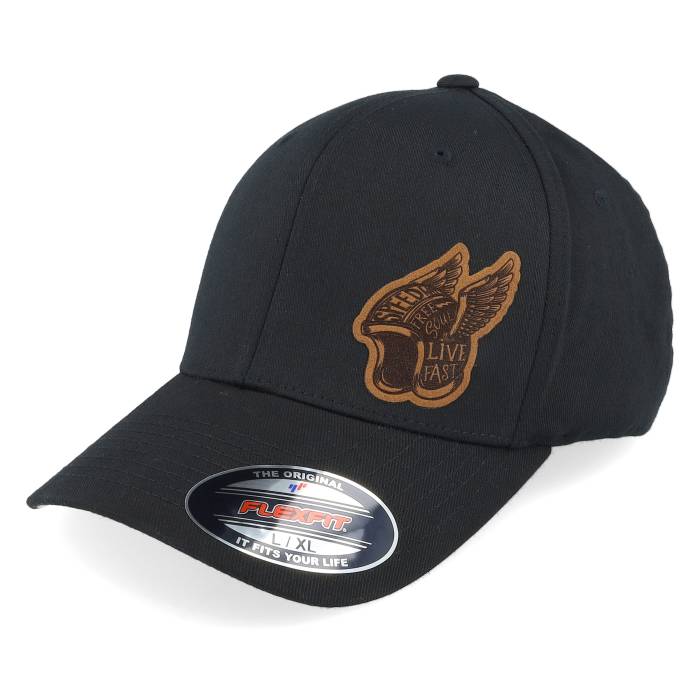 Born To Ride 【 Live Fast Helmet Brown Patch Black Flexfit Men Black 】 ファスト Helmet ヘルメット 茶色 ブラウン 黒色 ブラック メンズ 黒色 ブラック