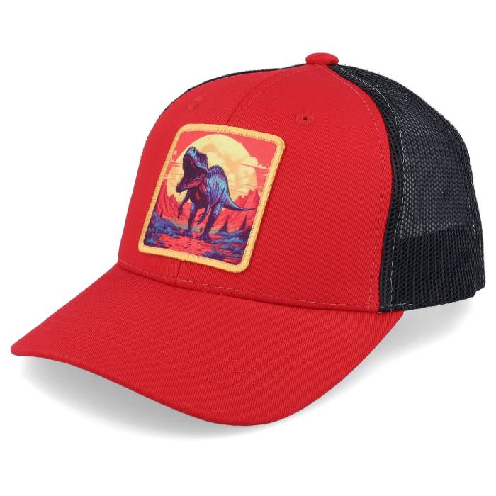 Kiddo Cap 【 Kids Kids T-Rex Red/Yellow Patch Scarlet/Black Trucker Kids Red 】 トラッカー ジュニア キッズ Red 赤・レッド