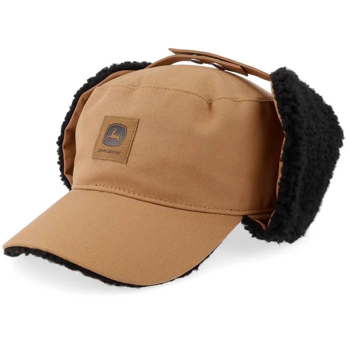 John Deere 【 Cotton/Faux Fur Lining Hat Coyote Brown Earflap Men Beige 】 赤銅色 赤銅色 メンズ ベージュ