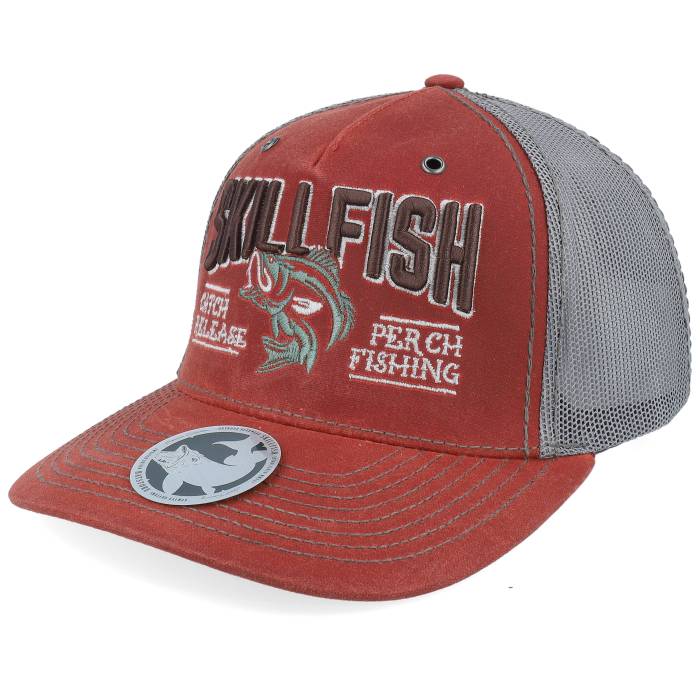 Skillfish 【 Perch C&R Logo 3D 112Wh Split Burnt Red/Charcoal A-Frame Trucker Men Red 】 ロゴ トラッカー メンズ Red 赤・レッド｜スニケス