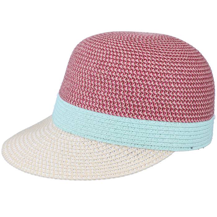 Seeberger 【 Cap In Stripe Design Fuchsia-Aqua Fitted Men Red 】 旗がしら かぶり笠 Stripe 縞模様 メンズ Red 赤・赤いこと