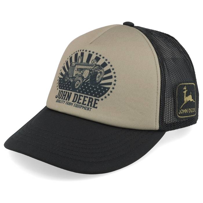 John Deere 【 Foam-Backed Poly Mesh Black/Khaki Trucker Men Black 】 トラッカー メンズ 黒色 ブラック｜スニケス