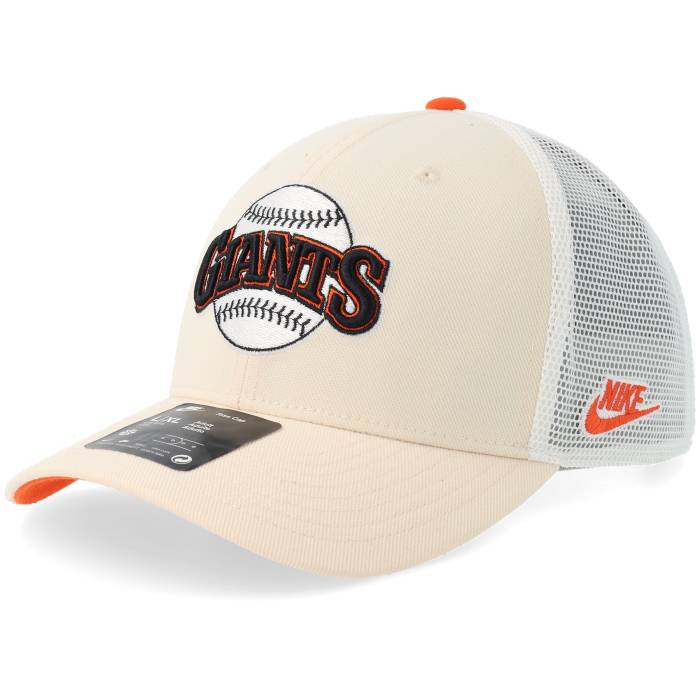 Nike Mlb 【 San Francisco Giants Dri-Fit Rise Nature/Orange/White Trucker Men Beige 】 ジャイアンツ 素っ気ない相応う ライズ トラッカー メンズ ベージュ