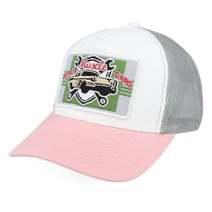 アイコニック Iconic 【 Real Muscle Cars White/Light Grey/Light Pink A-Frame Trucker Men 】 レアル pink ピンク トラッカー メンズ｜スニケス
