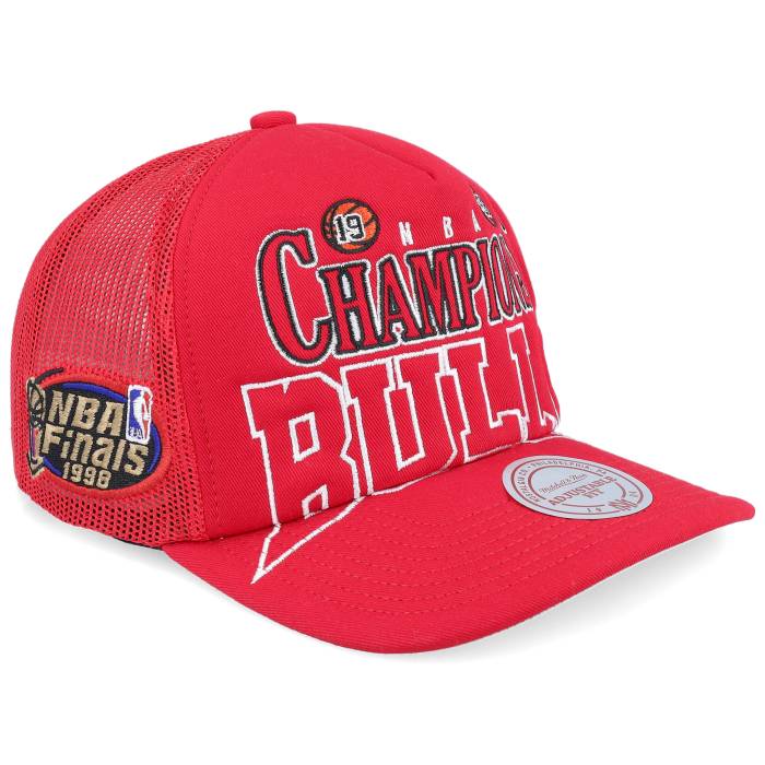 ミッチェル\u0026ネス Mitchell \u0026 Ness 【 Chicago Bulls Big Champ Red Trucker Men Red 】 風の強い町 ブルズ Red 赤・赤いこと トラッカー メンズ Red 赤・赤いこと