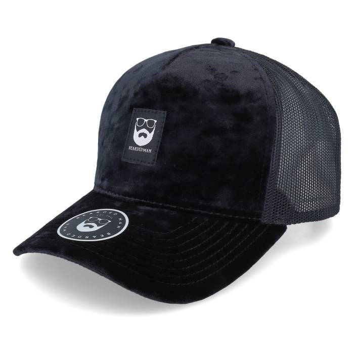 Bearded Man 【 Bm Logo Blk Woven Velvet Black/Black A-Frame Trucker Men Black 】 ロゴ Woven ウーブン トラッカー メンズ 黒色 ブラック|スニケス