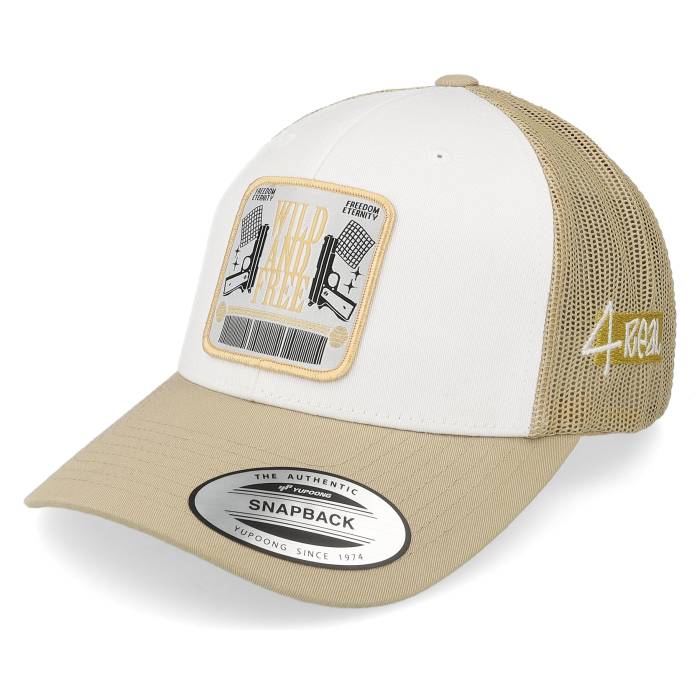 4Real 【 Wild And Free Patch White/Khaki Trucker Men Beige 】 wild ワイルド フリー トラッカー メンズ ベージュ