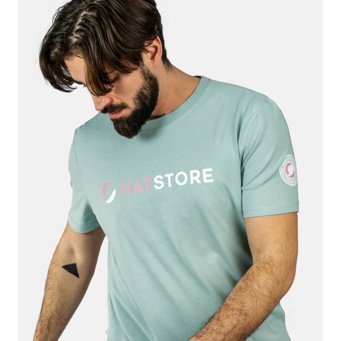 【★百貨店SALE★6/11夜夜中2時迄】Hatstore 【 Jade Green Pink/White T-Shirt Women Green / Blue 】 翡翆・ジェード green 緑・緑であること プルオーバー レディース green 緑・緑であること 青味 青み