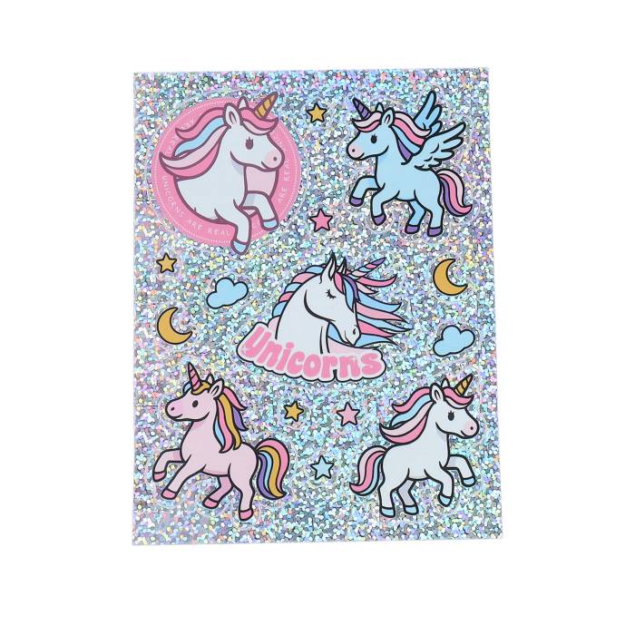 【★百貨店SALE★6/11夜夜中2時迄】Unicorns 【 Women Grey 】 Kids Pixie Dust Glitter Unicorn Stickers?2 レディース 薄墨色 薄墨色
