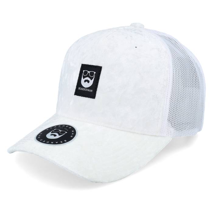 Bearded Man 【 Bm Logo Blk Woven Velvet White/White A-Frame Trucker Men White 】 ロゴ Woven ウーブン トラッカー メンズ 白色 ホワイト