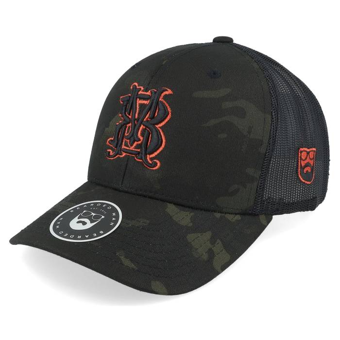 Bearded Man 【 Monogram Multicam Black Camo Trucker Men 】 黒色 ブラック カモ柄 トラッカー メンズ
