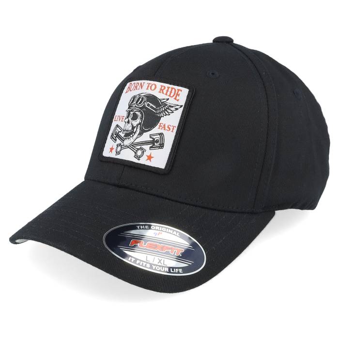 Born To Ride 【 Skull & Pistons Patch Black Flexfit Men Black 】 ピストンズ 黒色 ブラック メンズ 黒色 ブラック|スニケス