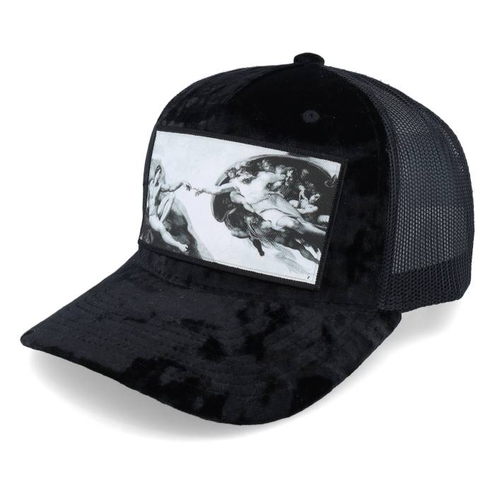 Calza Pennello 【 Creation Of Adam Velvet Black A-Frame Trucker Men Black 】 クリエーション 黒色 ブラック トラッカー メンズ 黒色 ブラック|スニケス