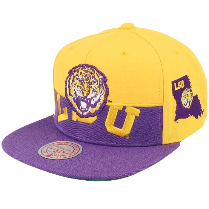 ミッチェル&ネス Mitchell & Ness 【 Louisiana State Tigers Half & Half Yellow/Purple Snapback Men Yellow 】 State スケートボード タイガース ハーフ Snapback スナップバック バッグ メンズ yellow 黄色・イエロー｜スニケス 20,100円
