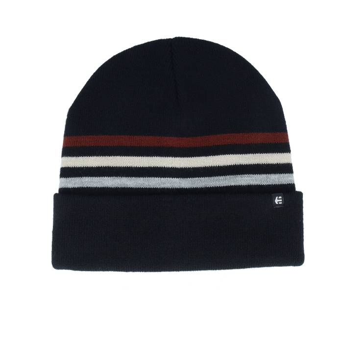 エトニーズ Etnies 【 Stripe Beanie Black Cuff Men Black 】 Stripe ストライプ キャップ 帽子 黒色 ブラック メンズ 黒色 ブラック|スニケス