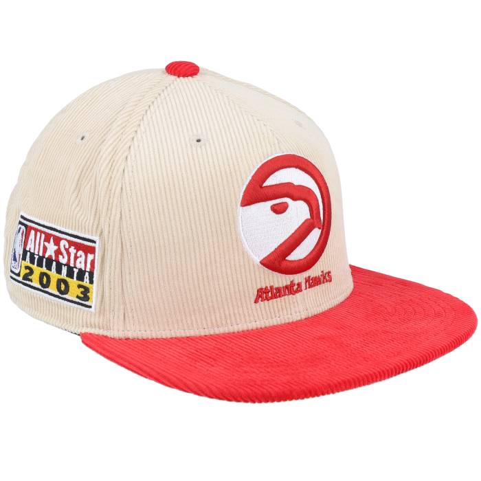 ミッチェル\u0026ネス Mitchell \u0026 Ness 【 Atlanta Hawks Team Cord Off White/Red Fitted Men Beige 】 ジョージアの州都 ホークス Team 野球クラブ メンズ ベージュ