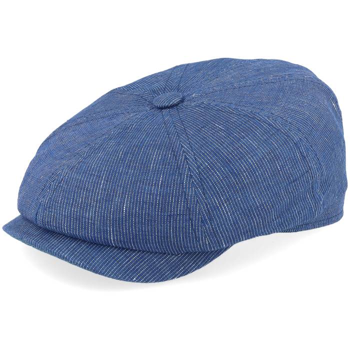 ステットソン Stetson 【 Hatteras Linen Stripe Blue With White Stripe Flat Cap Men Blue 】 Stripe ストライプ 青色 ブルー 白色 ホワイト キャップ 帽子 メンズ 青色 ブルー|スニケス