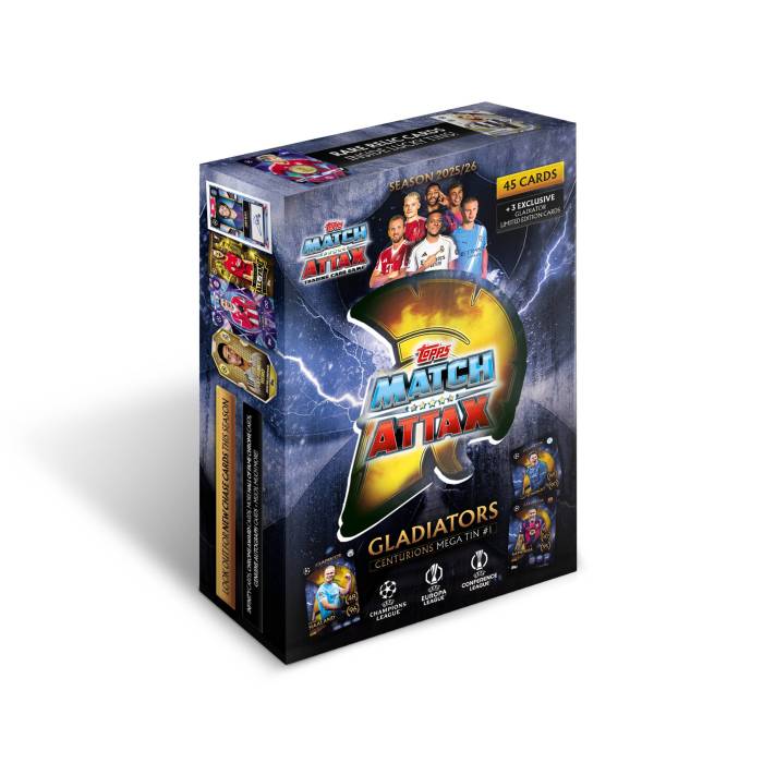 Topps 【 Match Attax Champions League 25/26 Mega Tin Random Color (45 Cards + 3 Gladiators Limited Edition) Men 】 マッチ メガ メンズ