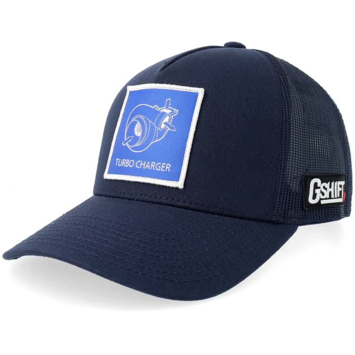 Gearshift 【 Turbo Charger Blueprint Patch Navy A-Frame Trucker Men Blue 】 ターボ 紺色 ネイビー トラッカー メンズ 青色 ブルー｜スニケス