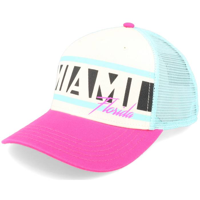 アメリカン針 American Needle 【 Miami Sinclair Ivory/Seafoam/Hot Pink Trucker Men White 】 マイアミ pink サクラ色 トラッカー メンズ 白いこと 白いこと