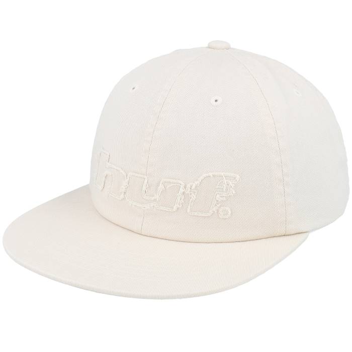 ハフ Huf 【 Distressed Logo 5 Panel Hat Linen Strapback Men White 】 ロゴ メンズ 白色 ホワイト