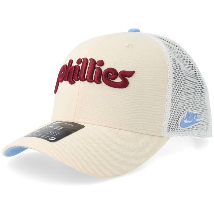 Nike Mlb 【 Philadelphia Phillies Dri-Fit Rise Natural/Blue/White Trucker Men Beige 】 兄弟愛の都市 フィリーズ 素っ気ない相応う ライズ トラッカー メンズ ベージュ