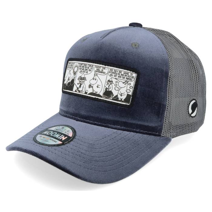 Moomin 【 Comic Strip Fishsing Grey Velvet Trucker Men Blue 】 灰色 グレー トラッカー メンズ 青色 ブルー|スニケス