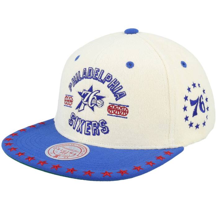 ミッチェル\u0026ネス Mitchell \u0026 Ness 【 Philadelphia 76Ers Dune Royal Off White/Blue Snapback Men White 】 兄弟愛の都市 76ers セブンティシクサーズ Snapback スナップバック 御徒面子 メンズ 白いこと 白いこと