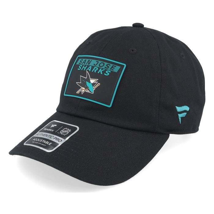 ファナティクス Fanatics 【 San Jose Sharks Authentic Pro Rink Prime Black Dad Cap Men Black 】 シャークス オーセンティック プロ 黒色 ブラック キャップ 帽子 メンズ 黒色 ブラック｜スニケス