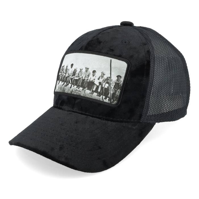 【★百貨店SALE★6/11真夜中2時迄】Public Domain 【 Kids Youth Lunch Atop A Skyscraper Velvet Black Trucker Kids Black 】 ちびっ子用 夕ご飯 黒いこと 黒いこと トラッカー お坊っちゃん キッズ 黒いこと 黒いこと