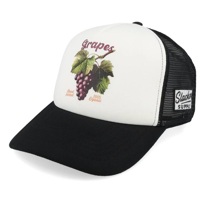 Slacker Supply 【 Hand Picked Grapes Foam Black/White Vintage Trucker Men Black / White 】 vintage ビンテージ・ヴィンテージ トラッカー メンズ 黒色 ブラック 白色 ホワイト｜スニケス