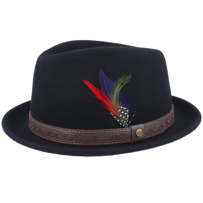 ステットソン Stetson 【 Player Woolfelt Black Fedora Men Black 】 黒いこと 黒いこと メンズ 黒いこと 黒いこと