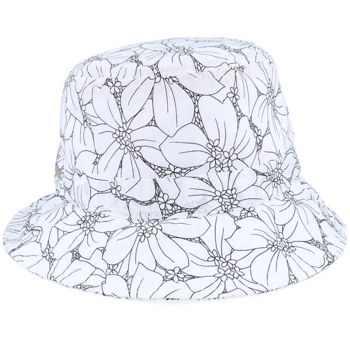 Seeberger 【 Cotton Mix Hat With Flower Print White Bucket Women White 】 白いこと 白いこと レディース 白いこと 白いこと